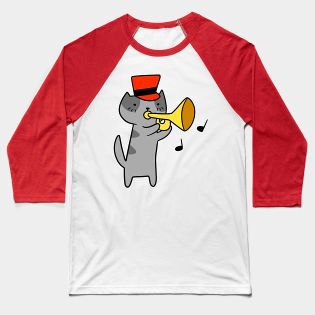 Trumpet Cat Baseball T-Shirt by saradaboru